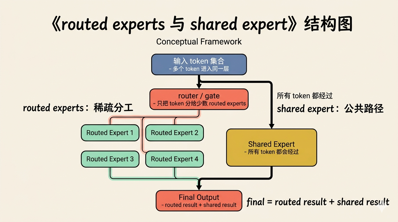 routed experts 与 shared expert 的分工