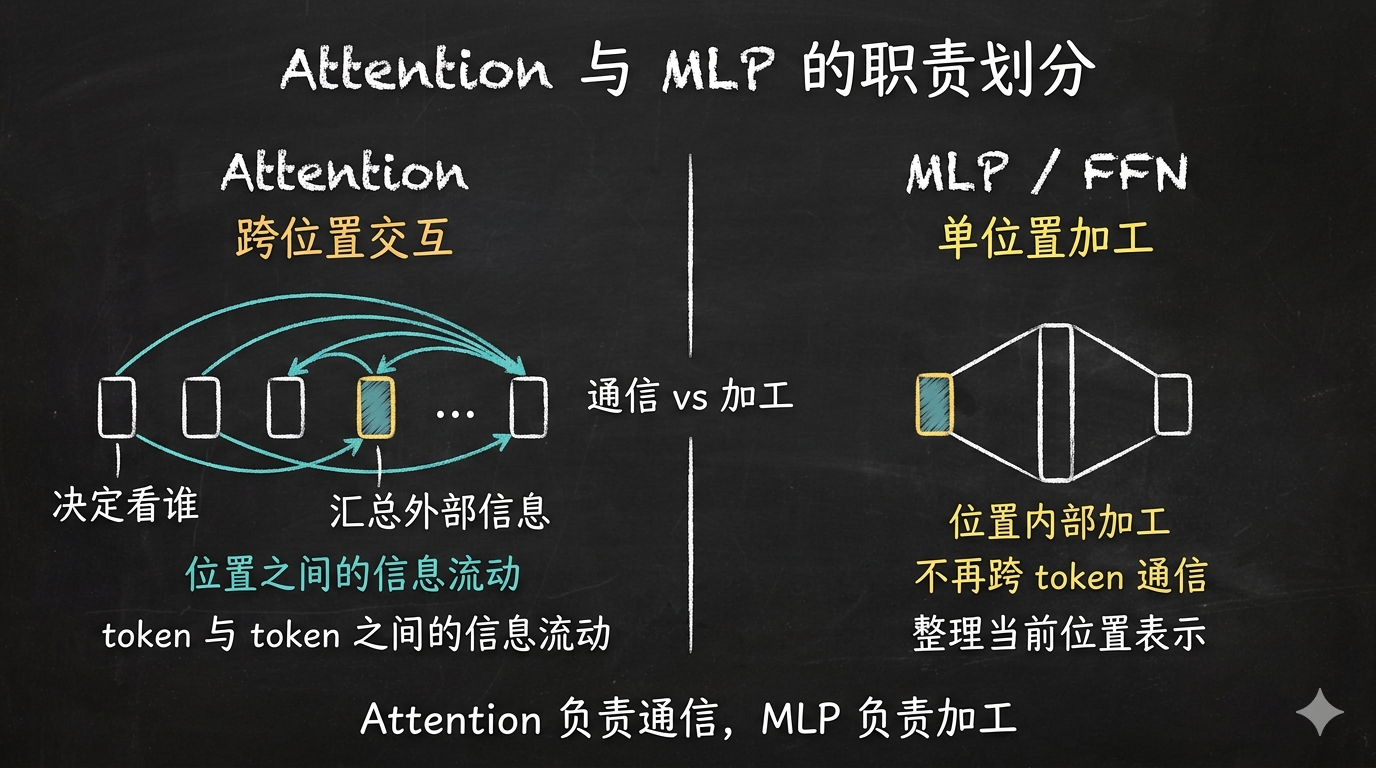Attention 与 MLP 的职责划分